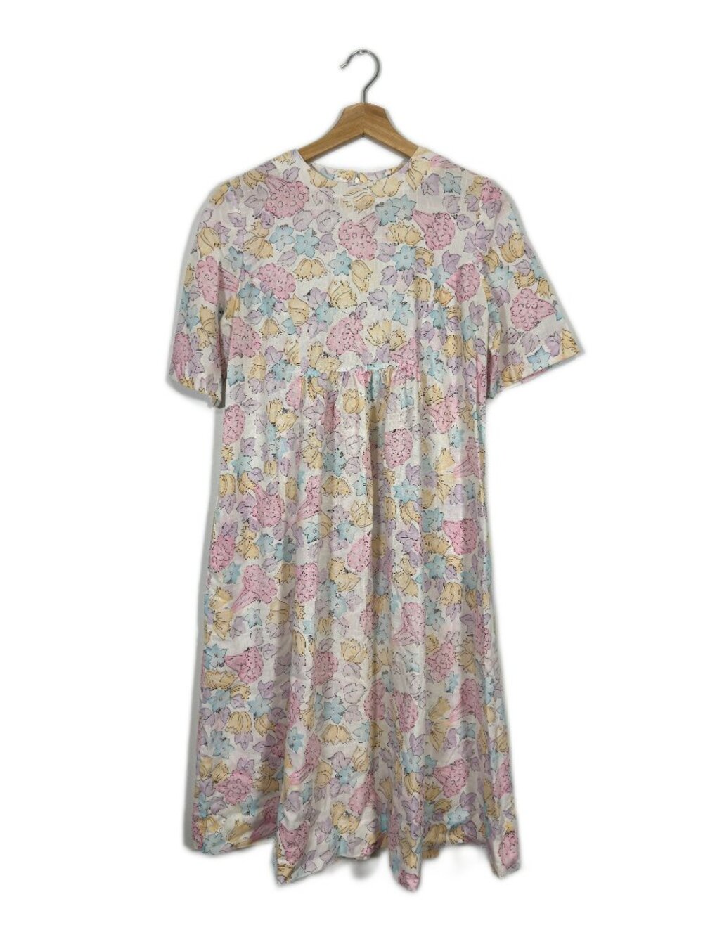 Women's Floral Babydoll Dress Empire Handmade Size M Pastel Cottagecore Dainty